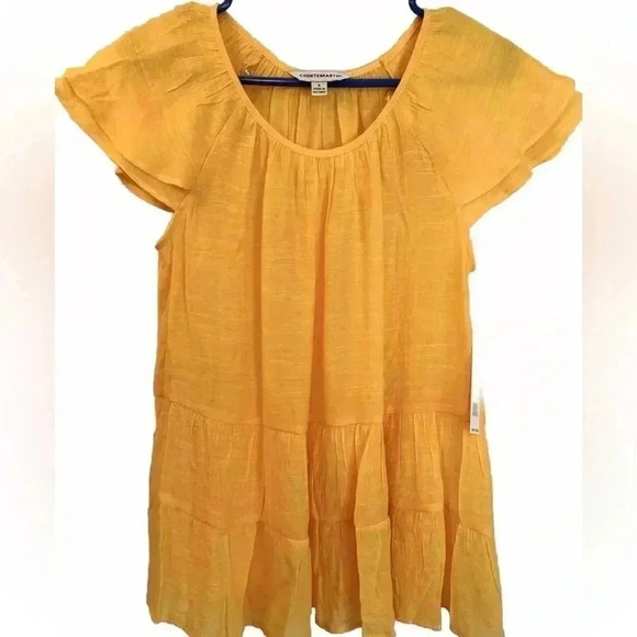 Counterparts NWT Yellow Cap Sleeve Top Size Small Boho Gauze Lightweight - Picture 1 of 8